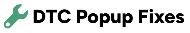 DTC Popup Fixes Green wrench icon with 'DTC Popup Fixes' in black text